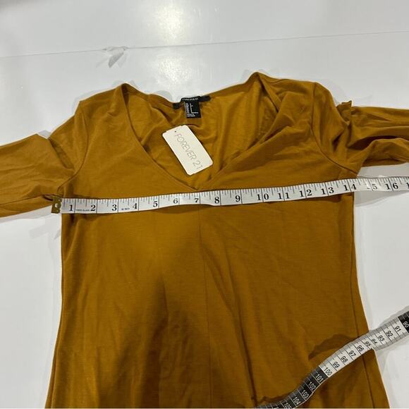 Forever 21 Sunset‎ Gold Long Sleeve V Neck Dress Size S - Picture 7 of 8